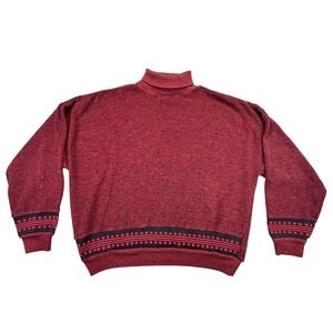VTG Trent Sweater Men's Size Large Valentine's Day Red Heathered Turtleneck Cozy